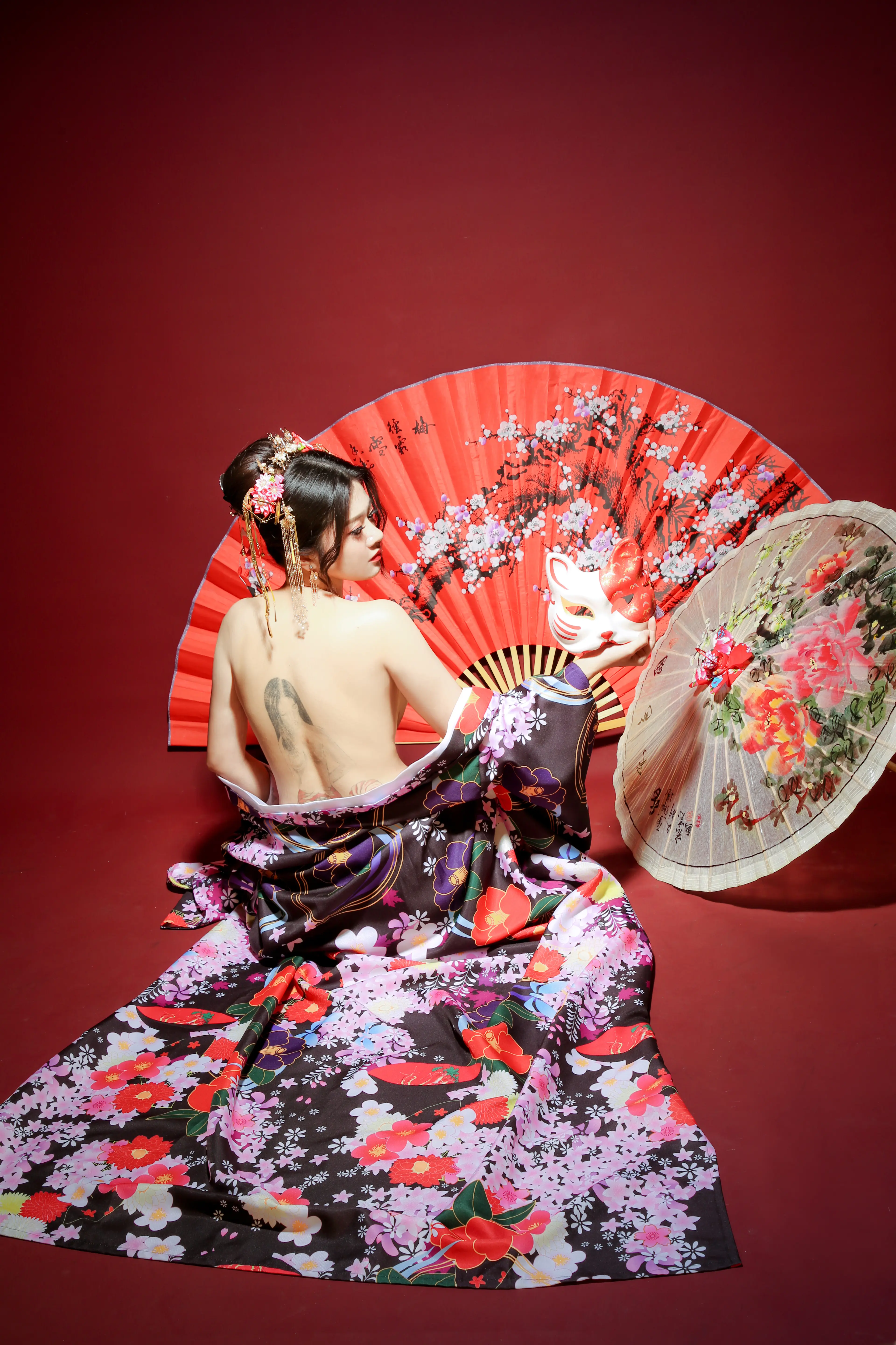 高雄花魁寫真 背影和服人像照