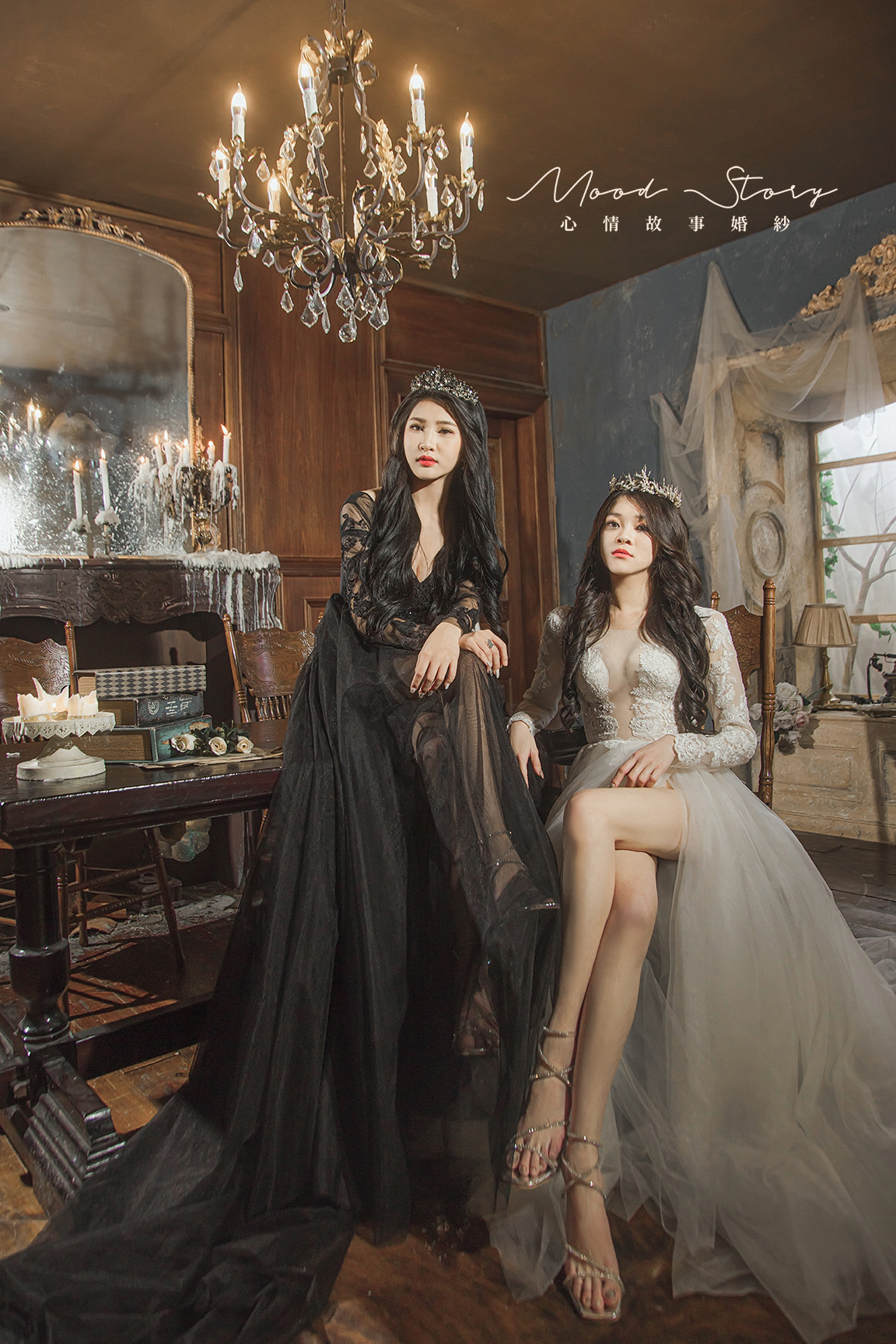 高雄棚拍閨蜜照，黑色禮服雙人姐妹的時尚風影像｜Mood Story